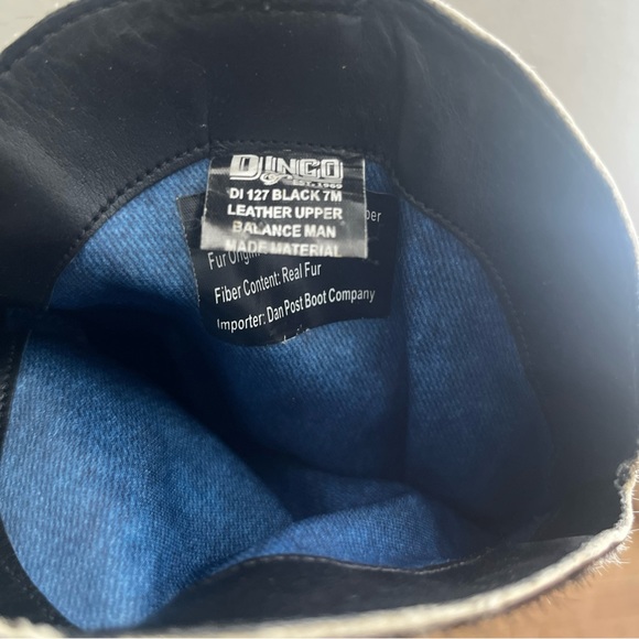 DINGO Black Cow Print Pointed Toe Boots DI127 Live a Little Leather Real Fur Sz7 - Picture 8 of 15